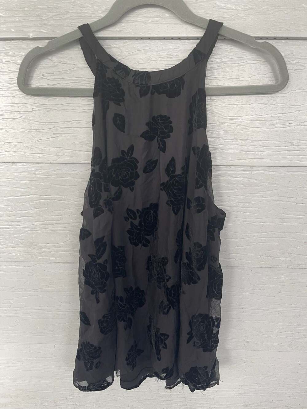 Torrid Black Floral Burnout Velvet Halter Tank Top